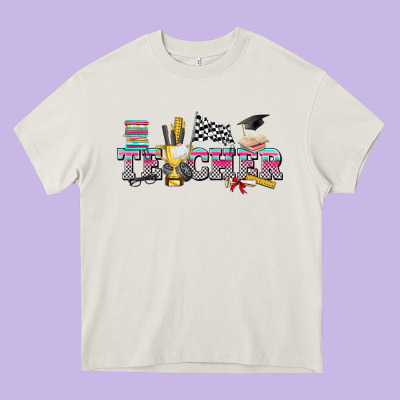 Race With Teacher Heavy Core Tee Designed By Texasbilliewilder