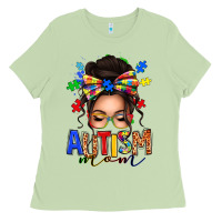 Matcha autism mom afro messy bun (1) Ladies Tee - texasbilliewilder
