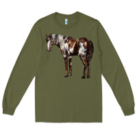 Army Green Mustang Horse Long Sleeve Tee - LillyAllenDesigns