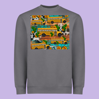 School Bus Cactus Sunflower Heavyweight Sweatshirt Designed By Artiststas