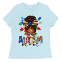 Autism Mom Afro Messy Bun Ladies Tee | Teevron