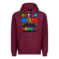 Burgundy autism mom some people look up to their heroes i'm Premium Hoodie - JahusDesignShop