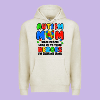 Autism Mom Some People Look Up To Their Heroes I'm Premium Hoodie Designed By Jahusdesignshop