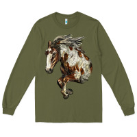 Army Green Mustang Horse Long Sleeve Tee - LillyAllenDesigns