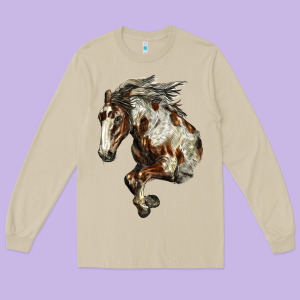Mustang Horse Long Sleeve Tee Designed By Lillyallendesigns