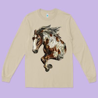 Mustang Horse Long Sleeve Tee Designed By Lillyallendesigns