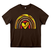 Chocolate Brown softball rainbow Heavy Core Tee - Zillion Design Studio