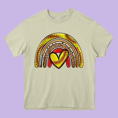 Softball Rainbow Heavy Core Tee Designed By Zillion Design Studio