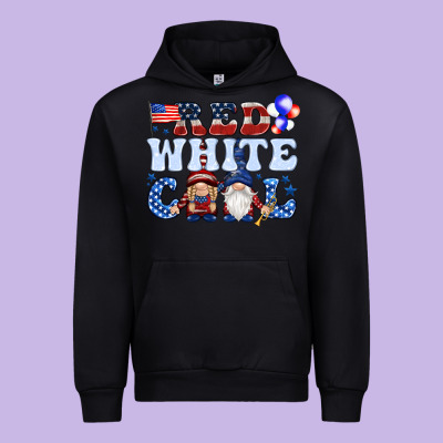 Red White Cool With Gnomies 4th Of July Urban Hoodie Designed By Howdyjamesfarm