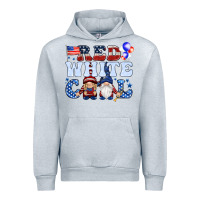 Heather Grey Red white cool with gnomies 4th of july Urban Hoodie - HowdyJamesFarm