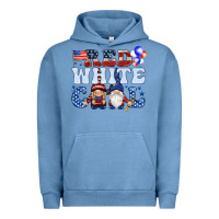 Pigment Pebble Blue Red white cool with gnomies 4th of july Urban Hoodie - HowdyJamesFarm