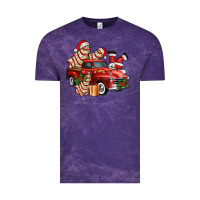 Cloud Purple christmas tree cake with farm track and santa ado Vintage Tee - AdoDesignShop