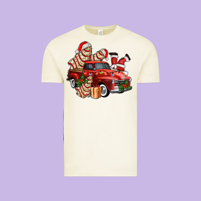 Christmas Tree Cake With Farm Track And Santa Ado Vintage Tee Designed By Adodesignshop