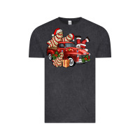 Vintage Black christmas tree cake with farm track and santa ado Vintage Tee - AdoDesignShop