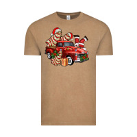 Vintage Coffee christmas tree cake with farm track and santa ado Vintage Tee - AdoDesignShop