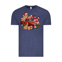 Vintage Denim christmas tree cake with farm track and santa ado Vintage Tee - AdoDesignShop