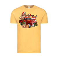 Vintage Mustard christmas tree cake with farm track and santa ado Vintage Tee - AdoDesignShop