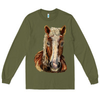 Army Green Belgian Horse Long Sleeve Tee - LillyAllenDesigns