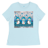 Baby Blue snowman winter Ladies Tee - JahusDesignShop