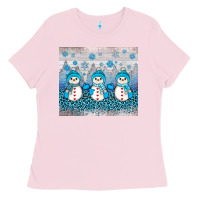 Bubblegum Pink snowman winter Ladies Tee - JahusDesignShop