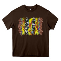 Chocolate Brown softball brushstroke Heavy Core Tee - Zillion Design Studio
