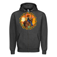 Charcoal Heather cowgirl sunflower Zipper Hoodie - MaliasSmallBusiness