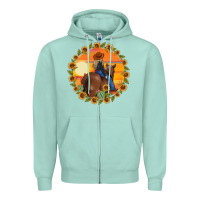 Seafoam cowgirl sunflower Zipper Hoodie - MaliasSmallBusiness