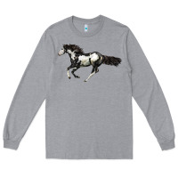 Heather Grey American Paint Horse Long Sleeve Tee - LillyAllenDesigns