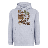 Heather Grey no talkie before coffee Heavyweight Hoodie - BarkalooDesign