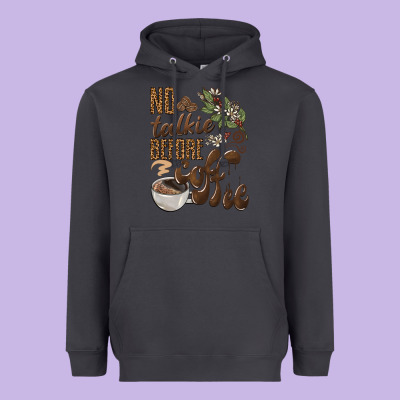 No Talkie Before Coffee Heavyweight Hoodie Designed By Barkaloodesign