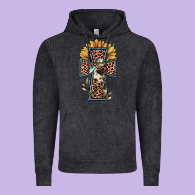 Leopard Cross  Sunflower Vintage Hoodie Designed By Jahusdesignshop
