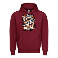 Burgundy vintage soccer Zipper Hoodie - MaliasSmallBusiness