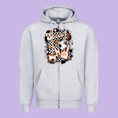 Vintage Soccer Zipper Hoodie Designed By Maliassmallbusiness