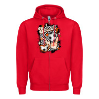 Red vintage soccer Zipper Hoodie - MaliasSmallBusiness