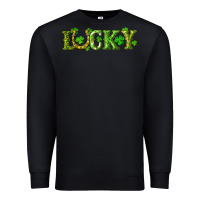Black st. patrick's day lucky with clovers and horseshoe Premium Sweatshirt - RanaPortraitStore