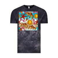 Cloud Black beach seamless pattern Vintage Tee - BundleAndBundleShop