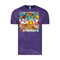 Cloud Purple beach seamless pattern Vintage Tee - BundleAndBundleShop