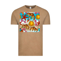Vintage Coffee beach seamless pattern Vintage Tee - BundleAndBundleShop
