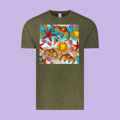 Beach Seamless Pattern Vintage Tee Designed By Bundleandbundleshop