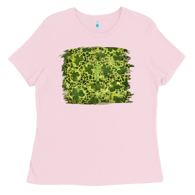St Patrick's Day Shamrock Leopard Background Ladies Tee by RanaPortraitStore | Teevron