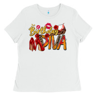 White birthday diva Ladies Tee - Zillion Design Studio