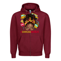 Burgundy school bus driver life afro messy bun Zipper Hoodie - NancyCooperArtShop