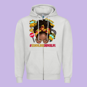 School Bus Driver Life Afro Messy Bun Zipper Hoodie Designed By Nancycooperartshop