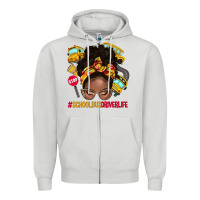 Dove Grey school bus driver life afro messy bun Zipper Hoodie - NancyCooperArtShop