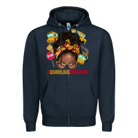 Navy school bus driver life afro messy bun Zipper Hoodie - NancyCooperArtShop