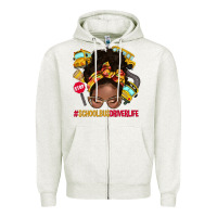 Oatmeal Heather school bus driver life afro messy bun Zipper Hoodie - NancyCooperArtShop