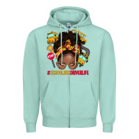 Seafoam school bus driver life afro messy bun Zipper Hoodie - NancyCooperArtShop