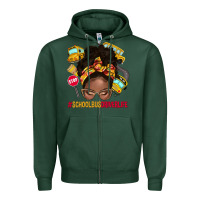 Sports Green school bus driver life afro messy bun Zipper Hoodie - NancyCooperArtShop