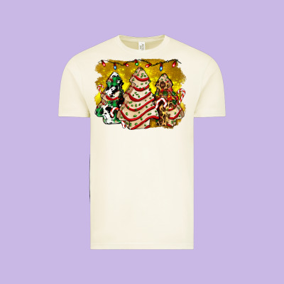 Christmas Tree Cake And Christmas Pattern Ado Vintage Tee Designed By Adodesignshop