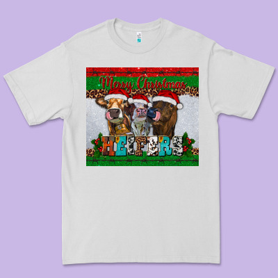 Merry Christmas Heifers Premium Tee Designed By Ranaportraitstore